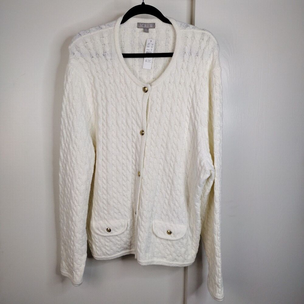NEW J.Crew Odette Cable Knit Sweater Lady Jacket Boucle Cardigan Womens Size 2X